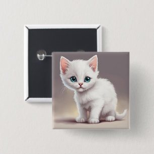 Chapa Cuadrada Pequeño gatito blanco adorable