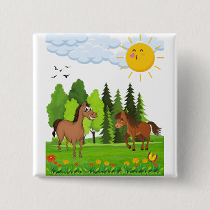 Chapa Cuadrada Pequeños caballos de diseño para niños