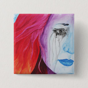 Chapa Cuadrada Perdiendo color Surreal Arcoiris Retrato De Mujer
