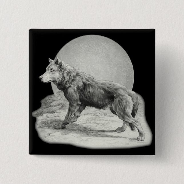 Chapa Cuadrada Perfil de Wolf Moon (Anverso)