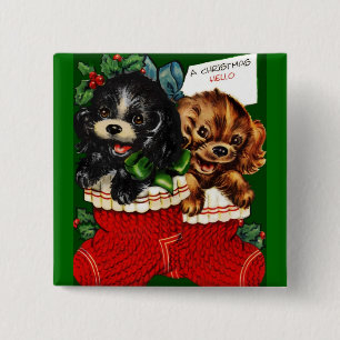 Chapa Cuadrada Perritos del navidad hola