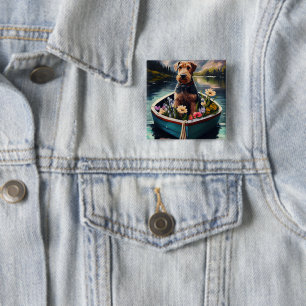 Chapa Cuadrada Perro Airedale en un pádel: una aventura escénica