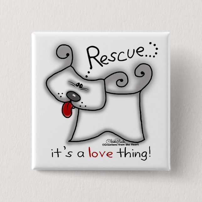 Chapa Cuadrada Perro de rescate... Es cosa de amor (Anverso)
