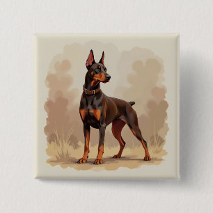 Chapa Cuadrada Perro Doberman Pinscher Marrón Óxido Rojo