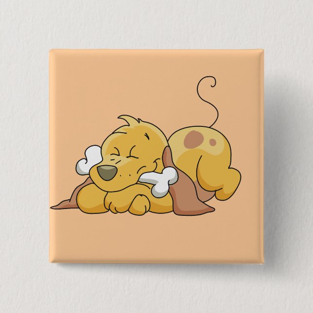 Chapa Cuadrada Perro feliz con las camisetas y los regalos del (Anverso)