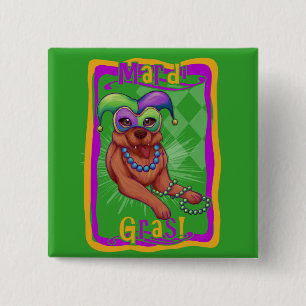 Chapa Cuadrada Perro Mardi Gras