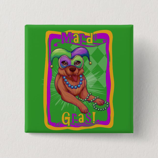 Chapa Cuadrada Perro Mardi Gras (Anverso)