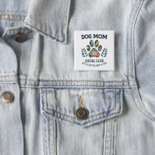 Chapa Cuadrada Perro Mom Paw Floral