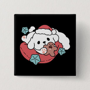 Chapa Cuadrada Perro navidad en Sombrero Santa - festividad para