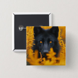 Chapa Cuadrada Perro negro con ojos de oro asombrosos