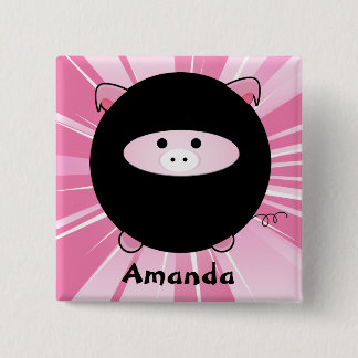 Chapa Cuadrada Perro Ninja personalizado en rosa