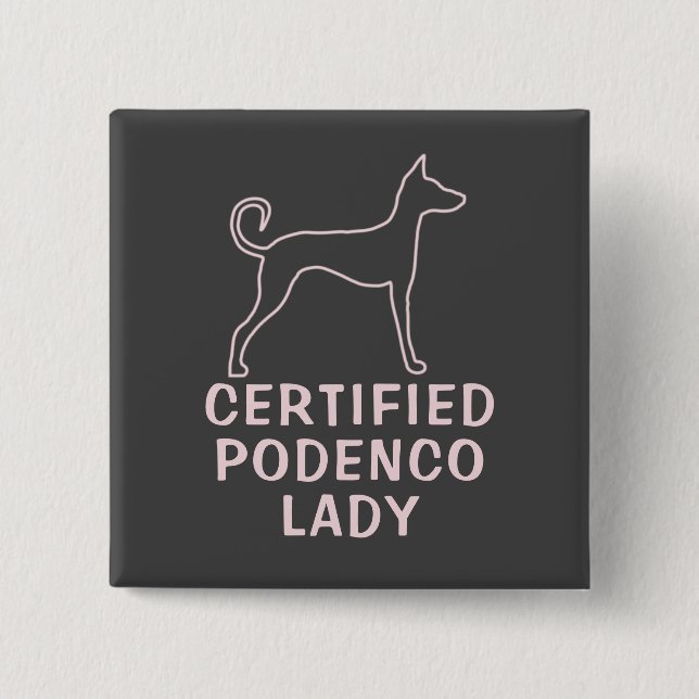 Chapa Cuadrada Perro podenco rosado personalizado (Anverso)