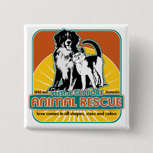 Chapa Cuadrada Perro y gato animales del rescate