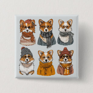 Chapa Cuadrada Perros Corgi Galés Elegantes