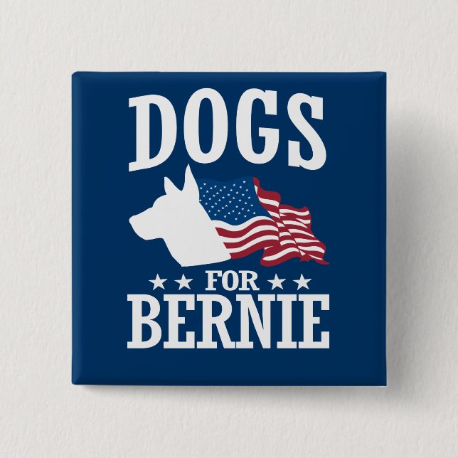 CHAPA CUADRADA PERROS PARA BERNIE SANDERS (Anverso)