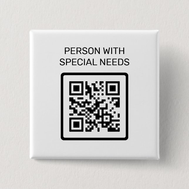 Chapa Cuadrada Persona con necesidades especiales Código QR (Anverso)