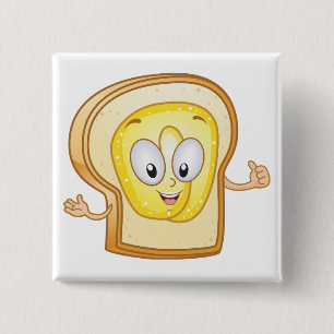 Chapa Cuadrada Personaje de dibujos animados de tostada con mante