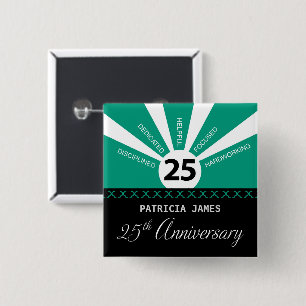 Chapa Cuadrada Personalice, 25to aniversario del empleado del añ