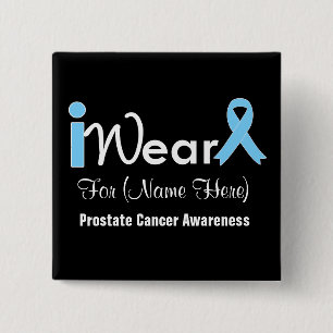 Chapa Cuadrada Personalice al cáncer de próstata azul claro de la
