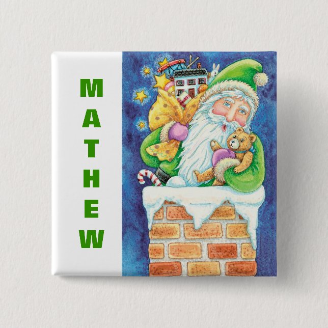 Chapa Cuadrada Personalice el navidad que almacena los botones (Anverso)