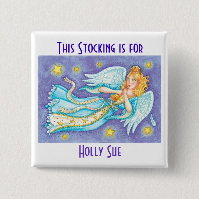 Chapa Cuadrada Personalice el navidad que almacena los botones (Anverso)