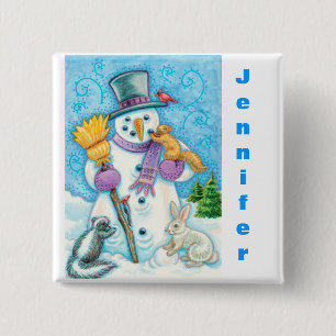 Chapa Cuadrada Personalice el navidad que almacena los botones