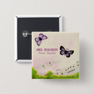 Chapa Cuadrada Personaliza, Mariposas de Música Gracias Profesor