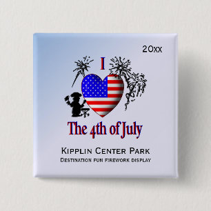 Chapa Cuadrada Personaliza Pins Me encanta el 4 de julio
