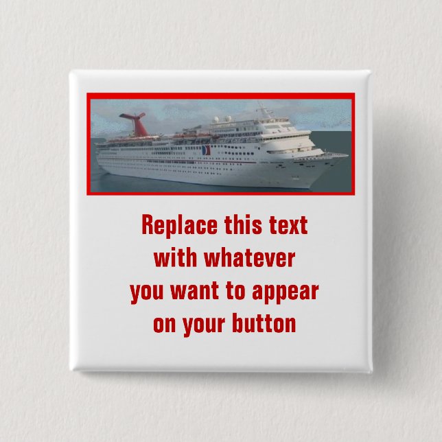 Chapa Cuadrada Personalizable Button-CIM1a del barco de cruceros (Anverso)