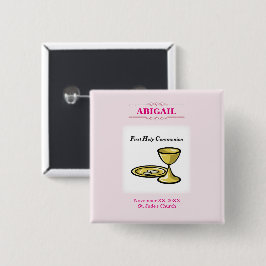 Chapa Cuadrada Personalizable, Chica Cuerpo de Comunión y Sangre