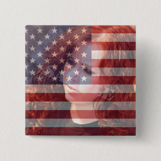 Chapa Cuadrada PERSONALIZABLE con foto de la bandera estadouniden