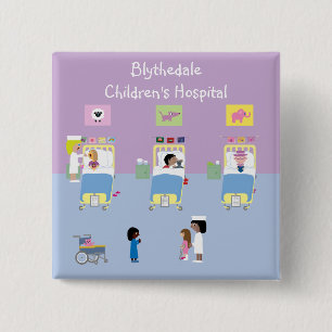 Chapa Cuadrada Personalizable de la sala del hospital de niños