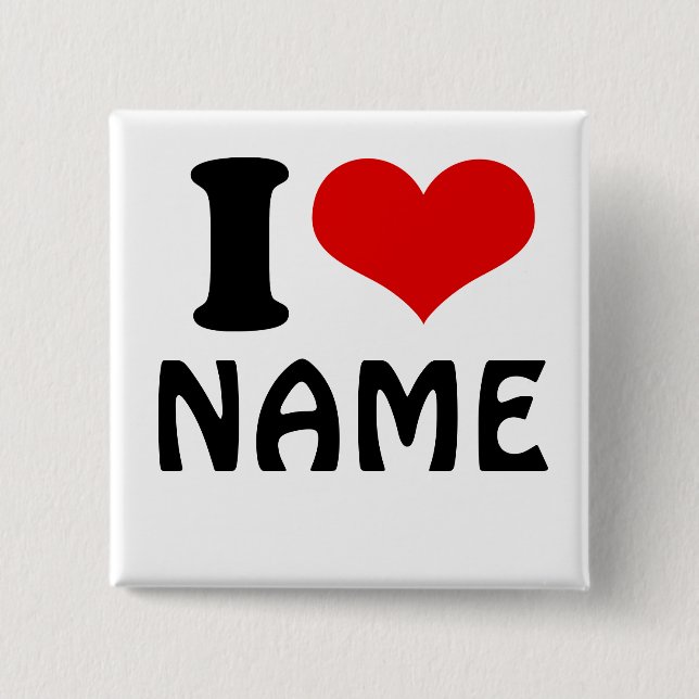 Chapa Cuadrada Personalizable Día de San Valentín Amo Personaliza (Anverso)