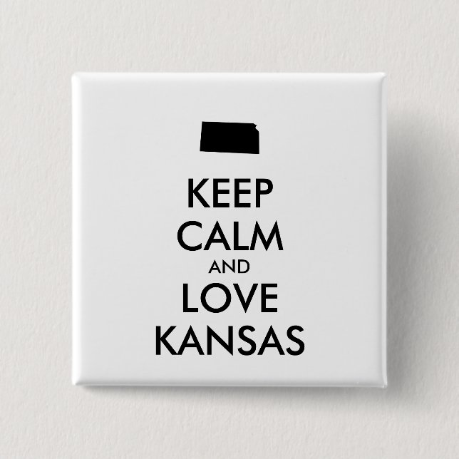 Chapa Cuadrada Personalizable MANTENER CALMA Y AMAR A KANSAS (Anverso)