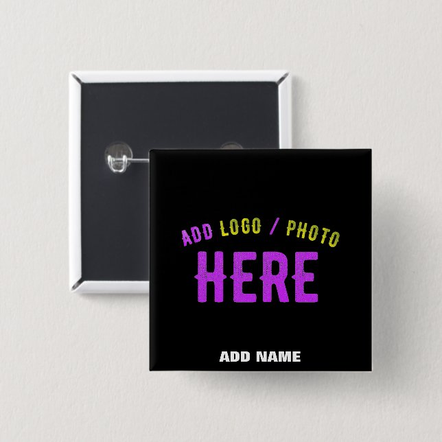 CHAPA CUADRADA PERSONALIZABLE MODERNO ESTILO NEGRO VERIFICADO MAR (Anverso y reverso)