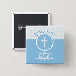 Chapa Cuadrada Personalizable, Niño Azul Hijo de Dios Bautizo