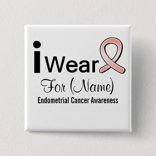 Chapa Cuadrada Personalizable uso una cinta de cáncer endometrial (Anverso)