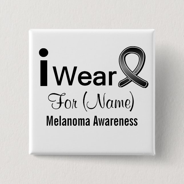 Chapa Cuadrada Personalizable uso una cinta de Melanoma (Anverso)