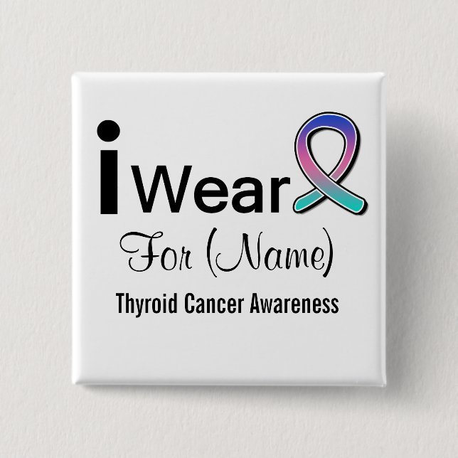 Chapa Cuadrada Personalizable Yo Uso Cinta De Cáncer De Tiroides (Anverso)