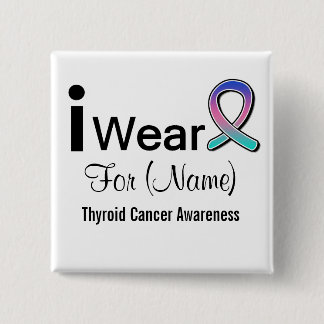 Chapa Cuadrada Personalizable Yo Uso Cinta De Cáncer De Tiroides