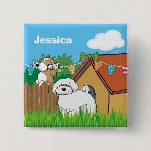 Chapa Cuadrada Personalización de los vecinos de la Casa de Perro