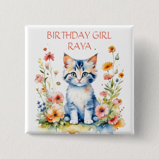 Chapa Cuadrada Personalizada la fiesta de cumpleaños del Chica Li (Anverso)