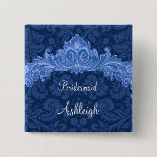 Chapa Cuadrada Personalizado azul de la boda de la dama de honor