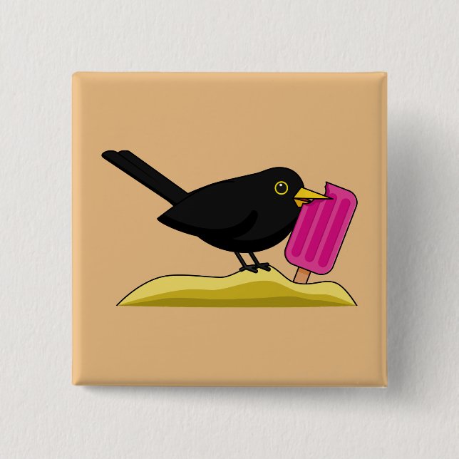 Chapa Cuadrada Personalizado Blackbird come un helado (Anverso)
