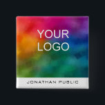 Chapa Cuadrada Personalizado Company Corporate Business Logo Text<br><div class="desc">Plantilla de texto del logotipo corporativo de la empresa personalizado Botón cuadrado elegante moderno.</div>