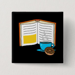 Chapa Cuadrada Personalizado de Café y Donut para Libros
