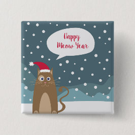 Chapa Cuadrada Personalizado de gatito marrón lleva sombrero sant