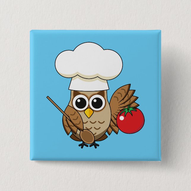 Chapa Cuadrada Personalizado de Lechuza Cocina (Anverso)