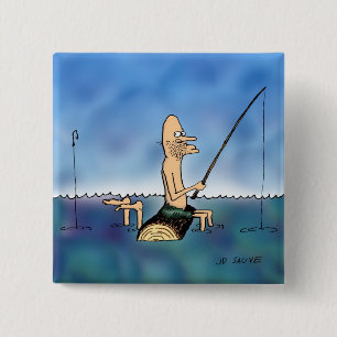 Chapa Cuadrada Personalizado de Pesca en Día Extraño