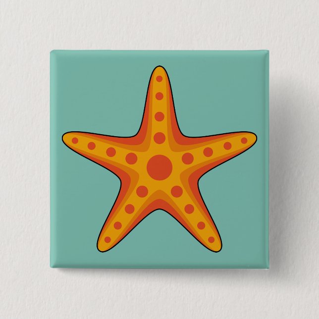 Chapa Cuadrada Personalizado de Starfish Naranja Cute (Anverso)